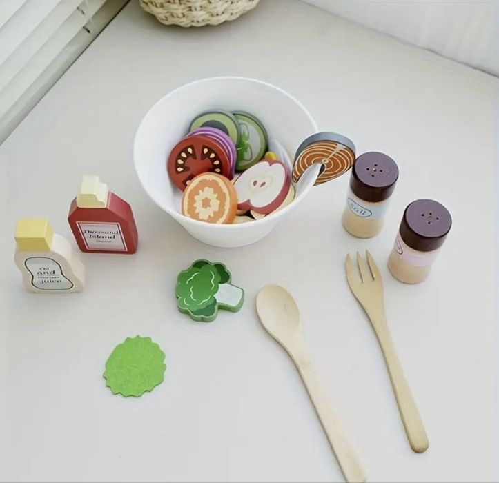 Дитячий дерев’яний набір “My Favourite Salad”/іграшкова кухня/посуд
