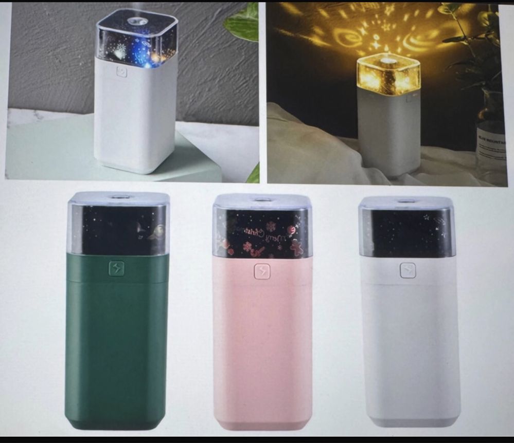 Projektor lampka z nawilżaczem 2w1