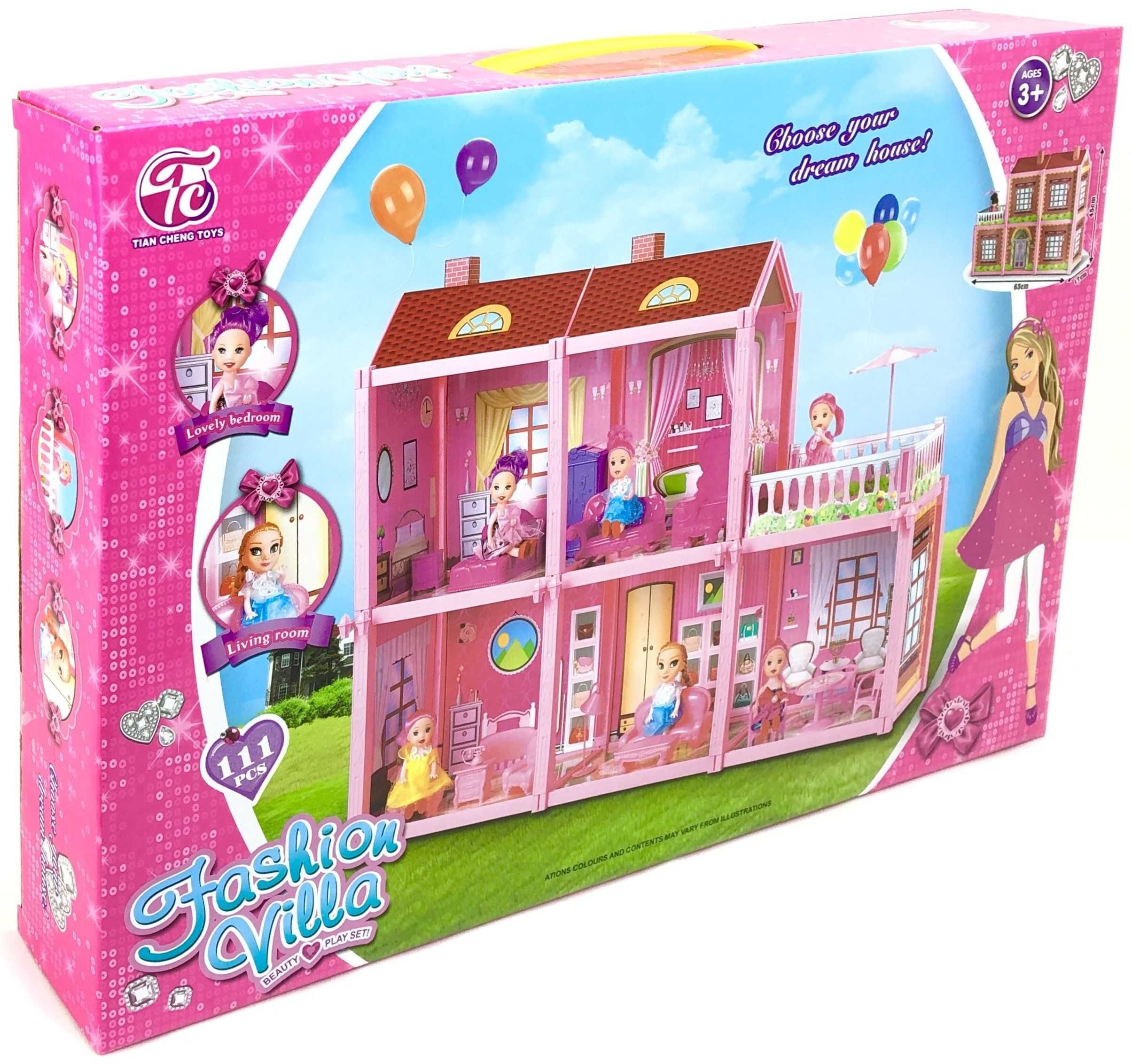 Ляльковий будинок 45 ×17 × 63 см з аксесуарами та лялькою 10 см (952)