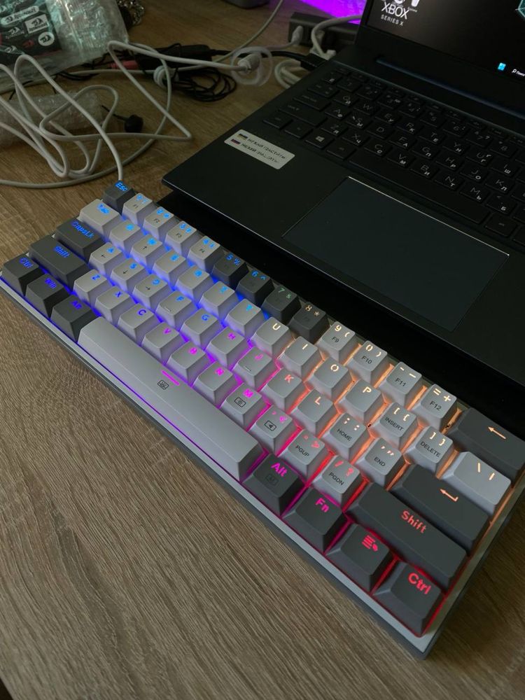 Redragon Fizz K617 Grey/White Keyboard Клавиатура механика
