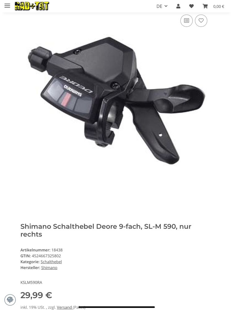 Shimano  Deore  SL-M 590 монетка 9 скоростей