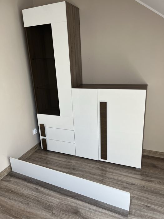 Zestaw mebli, komplet mebli: komoda, witryna ze szkłem Black Red White