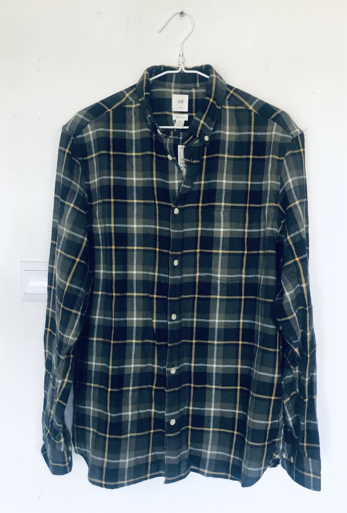 H&M koszula w kratę regular fit L M logg rock grunge