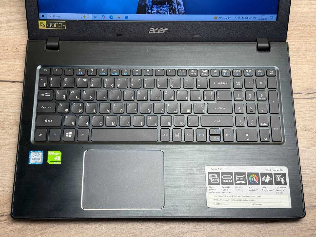 Игровой Acer Aspire E5-575G nvidia 940mx, i5 SSD256/ 8 DDR4 акб 5ч
