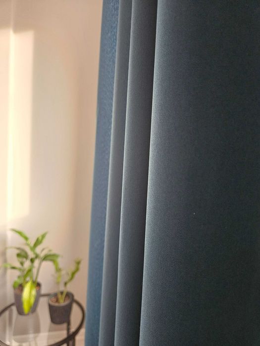 Zasłona 2 sztuki na okno szmaragd morskie 140 x 250 cm przelotki