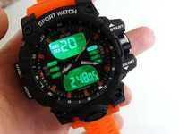 Wypasiony zegarek analogowo-cyfrowy OFNS pomarańczowy elektroniczny