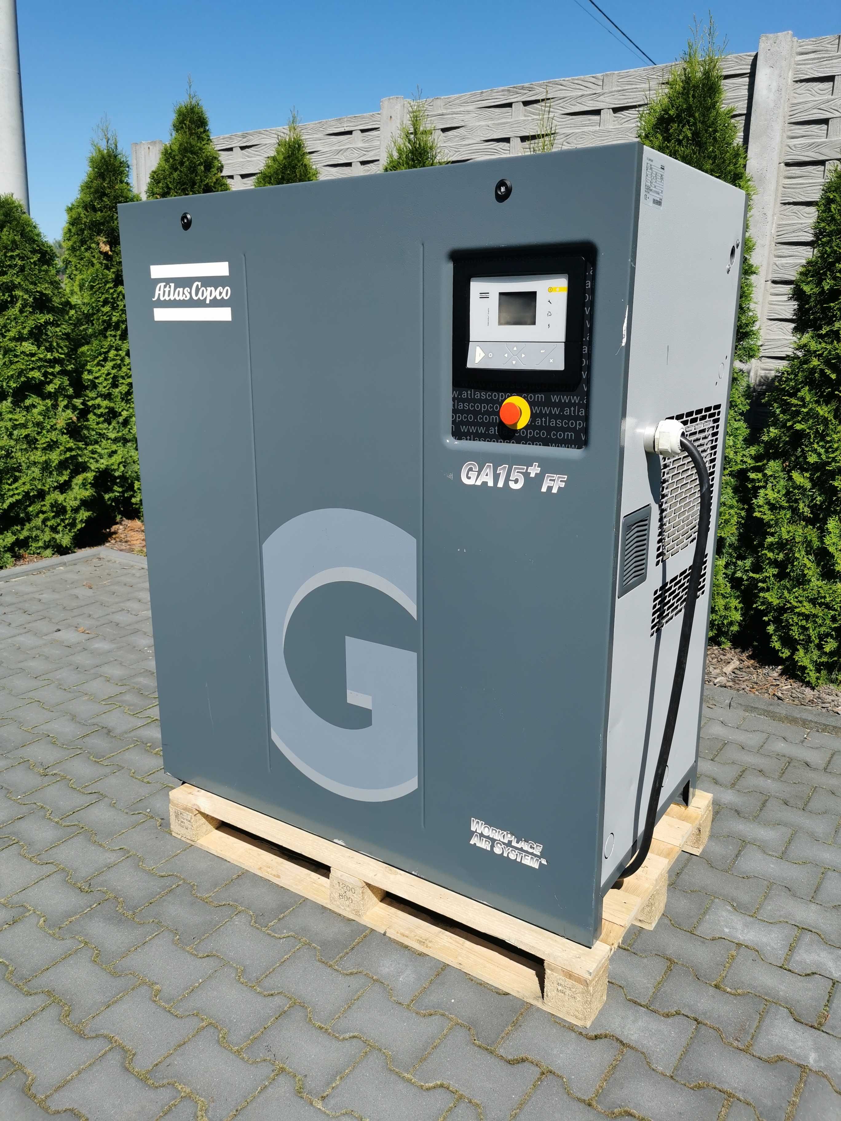 Kompresor 15kw 2800L/mi Sprężarka śrubowa Atlas Copco GA15FF  OSUSZACZ