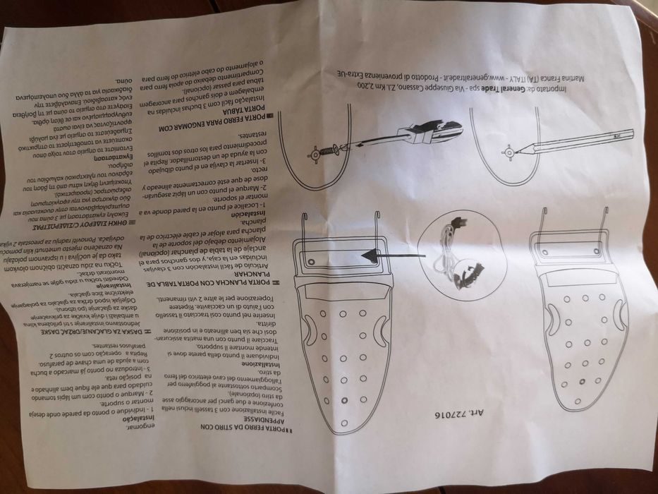 Suporte para ferro e tábua de engomar