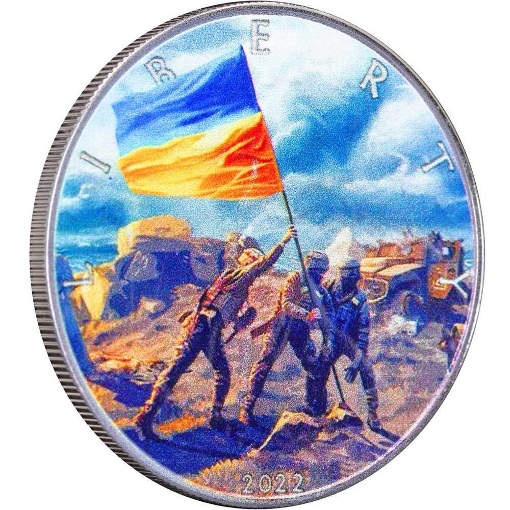 Срібна монета Американський Орел Звільнення України 1$ долар 2022 США