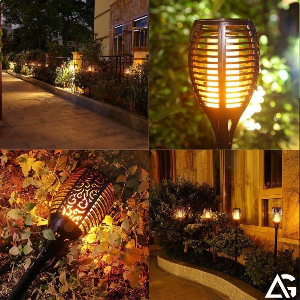 Lampa Solarna Ogrodowa Led Pochodnia Latarnia Efekt Płomienia Wbijana