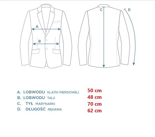 Granatowy garnitur męski The King – rozmiar 48S (170/96/84)