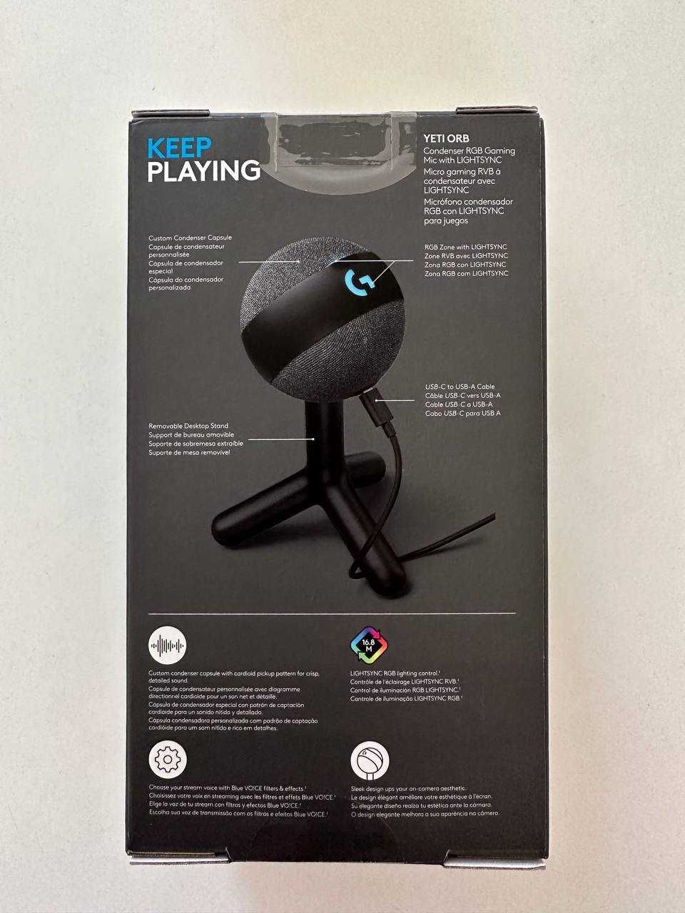 Микрофон для стриминга, подкастов Logitech G Yeti Orb RGB Black Новые!
