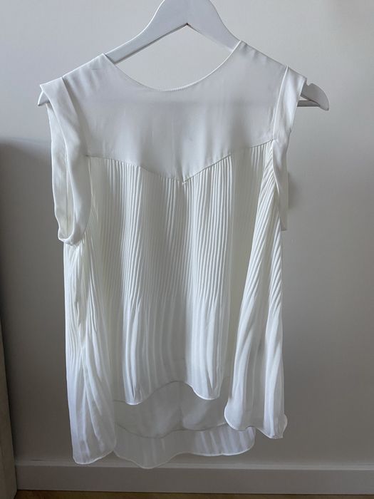 Biała koszula bluzka  asymetryczna plisowana rozkloszowana Zara L 40