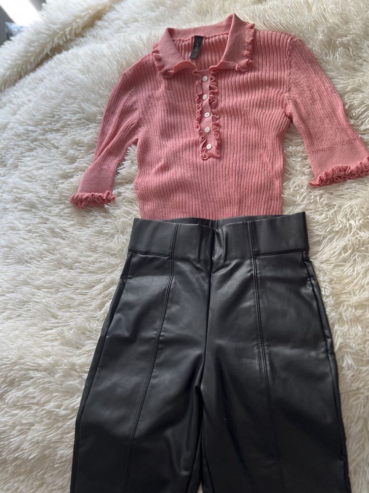 Nowe skórzane czarne legginsy eko skóra marks&spencer 34 XS