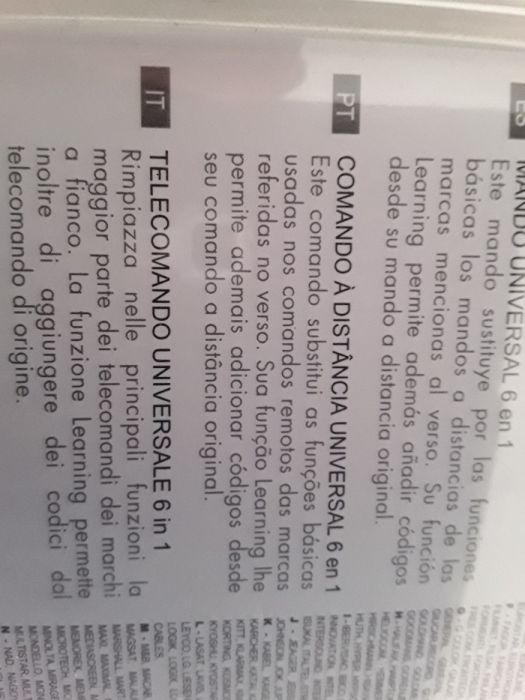Comando universal 6 em 1