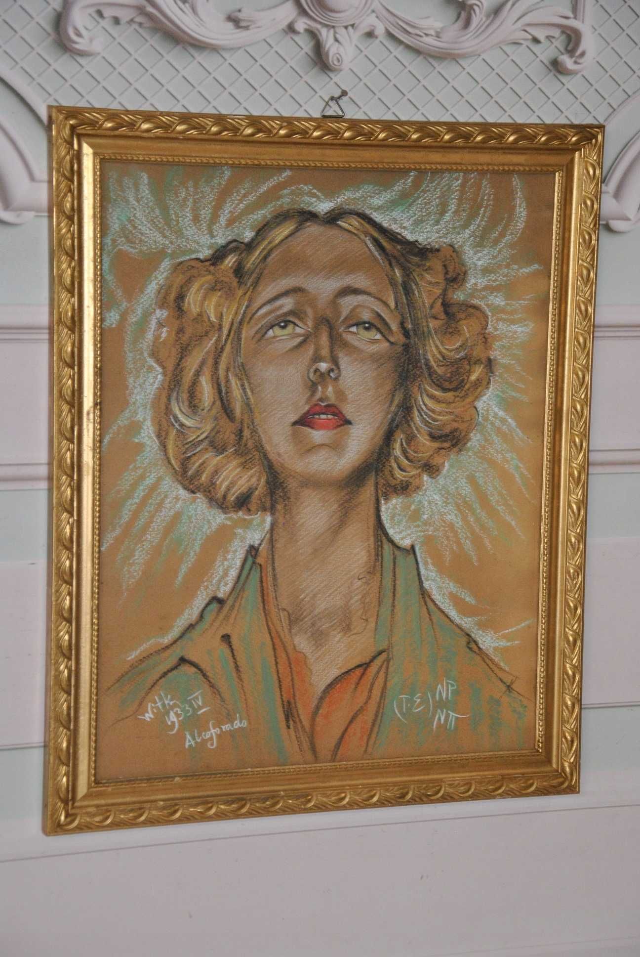 I. Witkiewicz Witkacy 1933 Portret Kobiety - Pastel - Stary Obraz