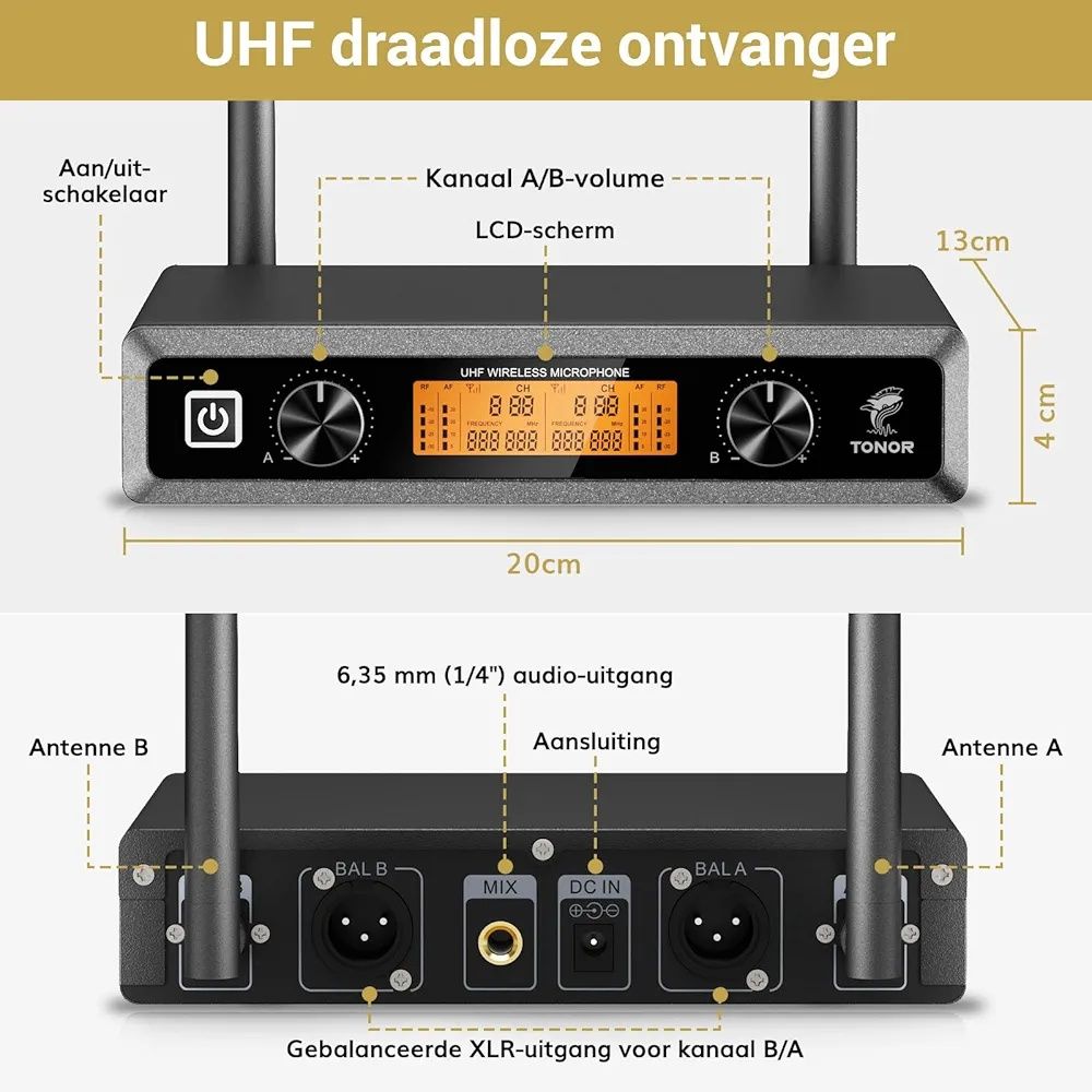 TONOR TW820 – Profesjonalny bezprzewodowy system mikrofonowy UHF
