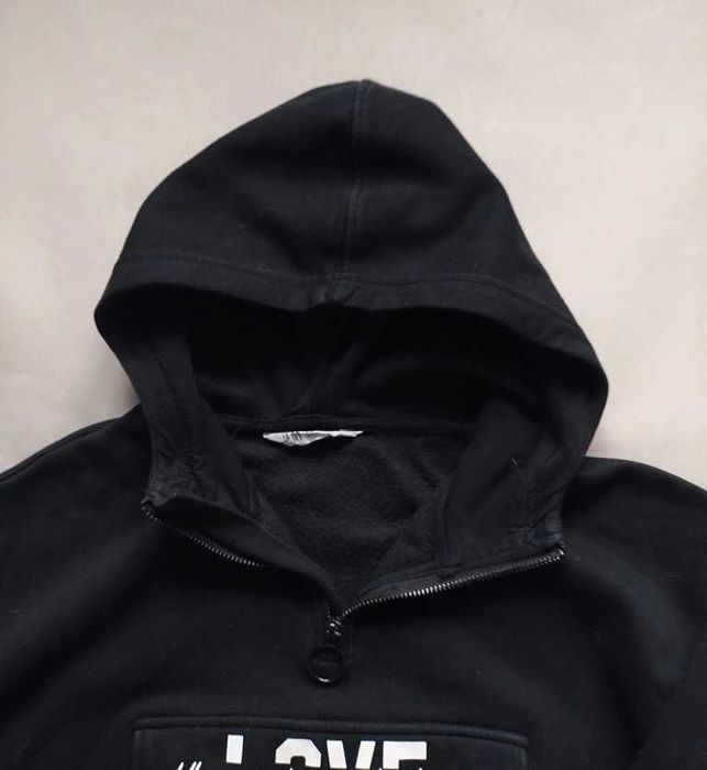 Bluza z kapturem czarna bawełniana LOVE H&M 140-146 cm 10 - 11 lat