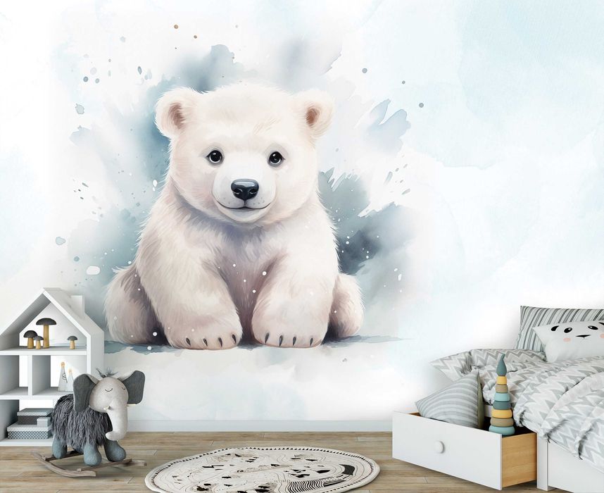 Fototapeta Dla Dzieci Niedźwiadek Miś Polarny 3D Twój Rozmiar + KLEJ