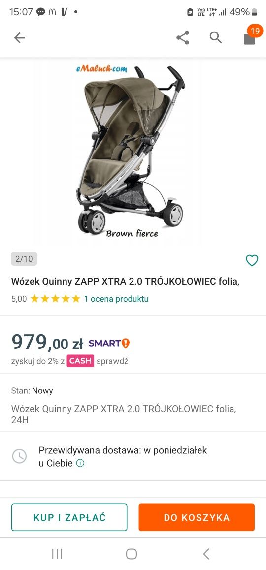 Wózek Quinny Zapp Xtra 2.0 Spacerówka Trójkołowiec