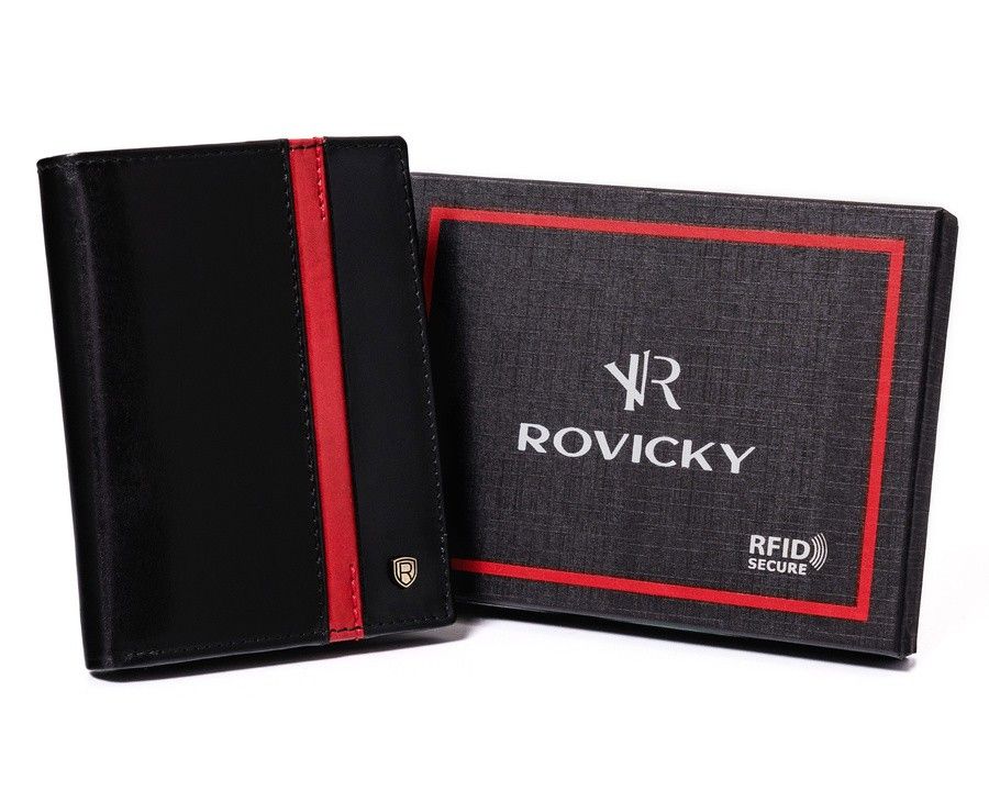 skórzany portfel męski z kieszeniami na dokumenty — rovicky