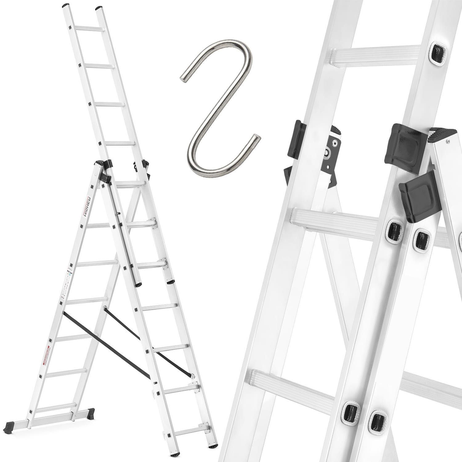 PROMOCJA! Drabina Aluminiowa 4,26 m - do 150 kg! 3 częściowa (3x7)