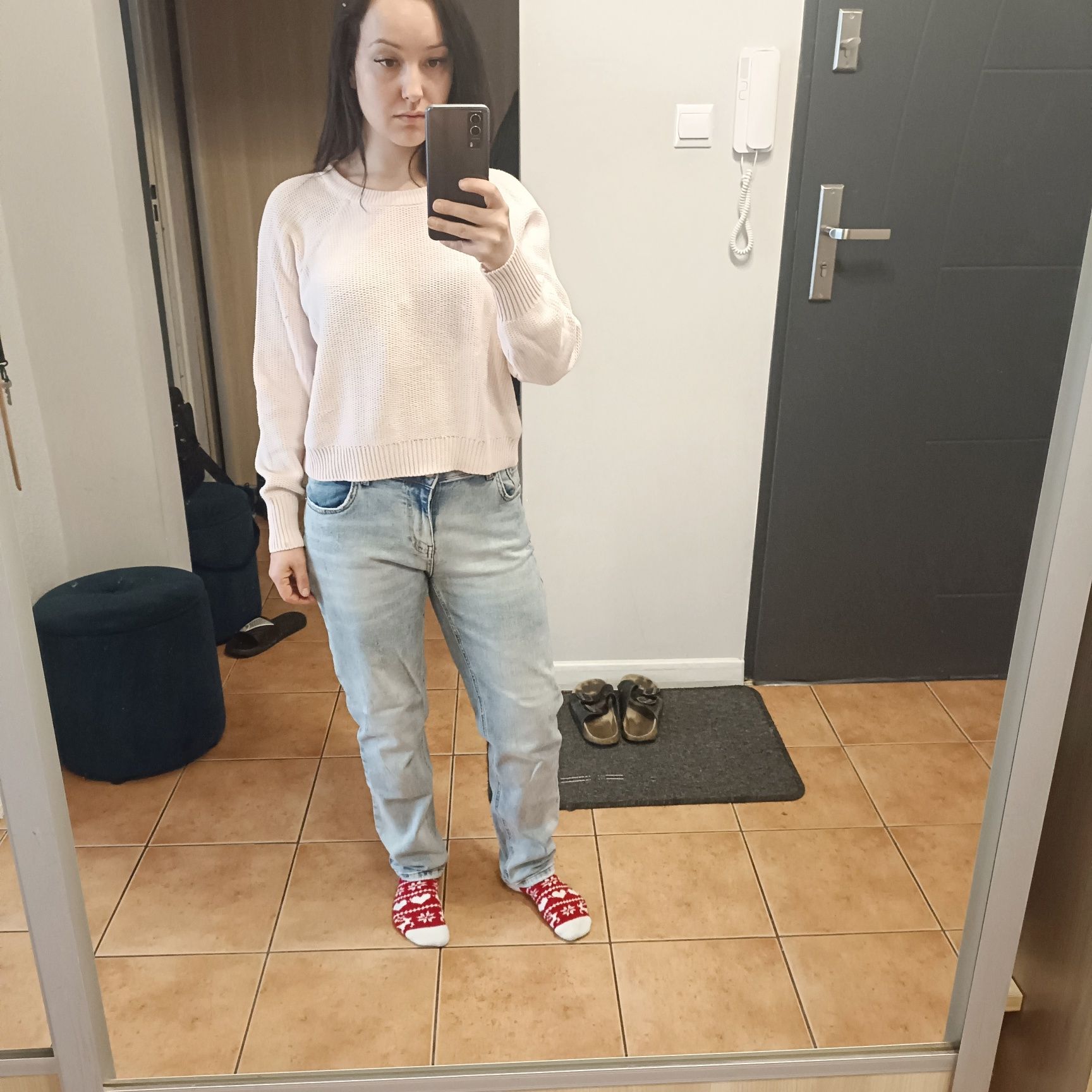Sweter szeroki, krótki, z zamkiem, rozmiar S