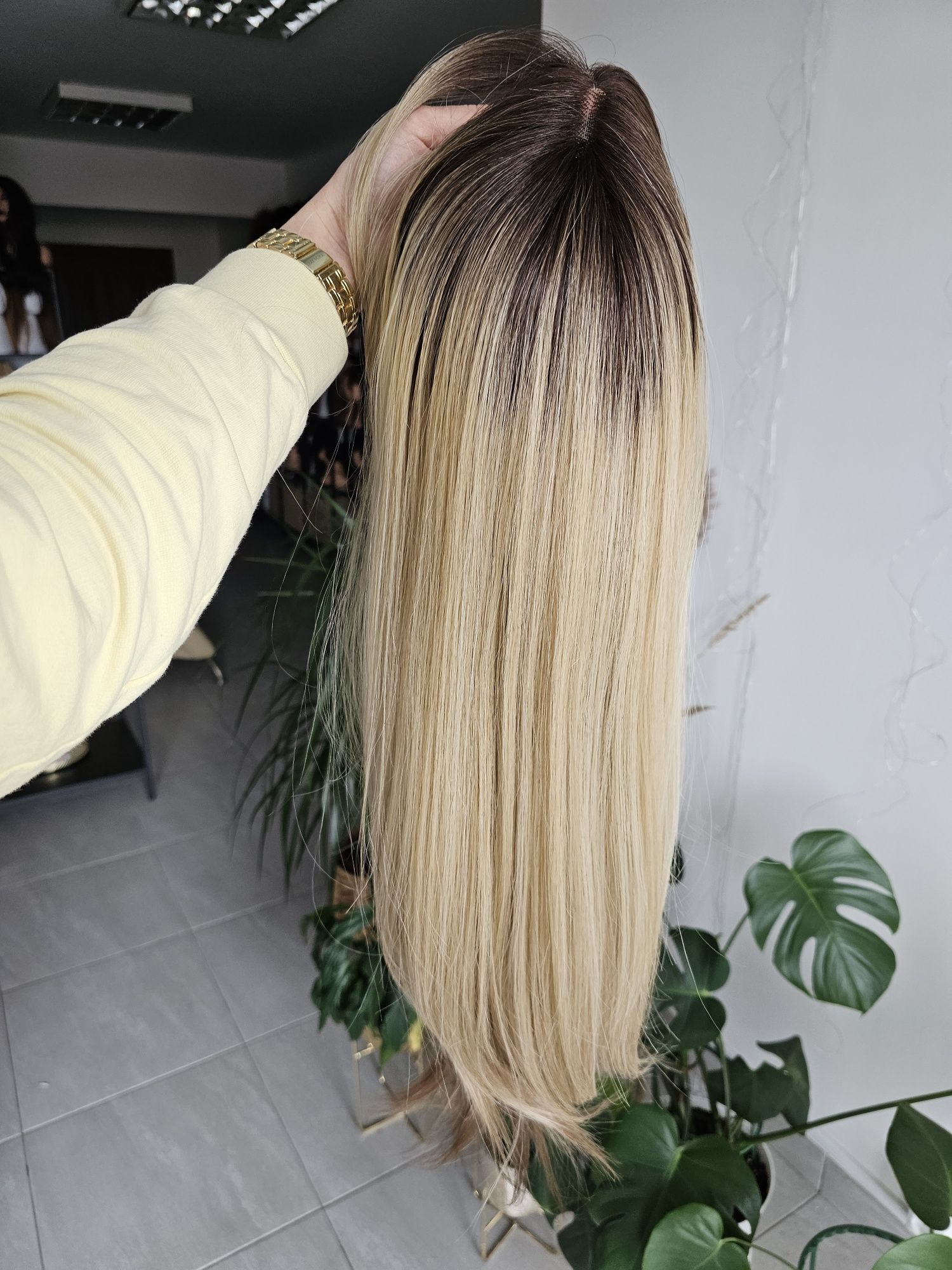 Długa peruka mix blond refleksy lace front Paris premium naturalna fry