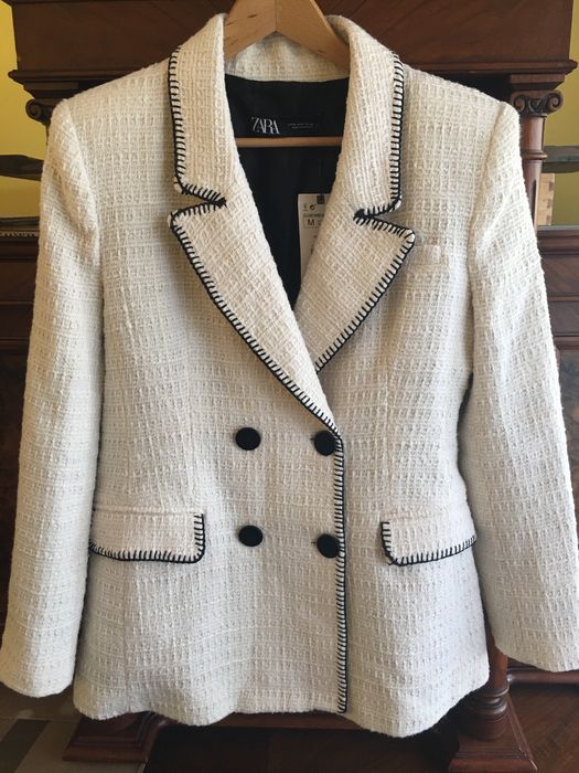 ZARA Ostatnia sztuka ! marynarka z ozdobnymi przeszyciami bawełna  M