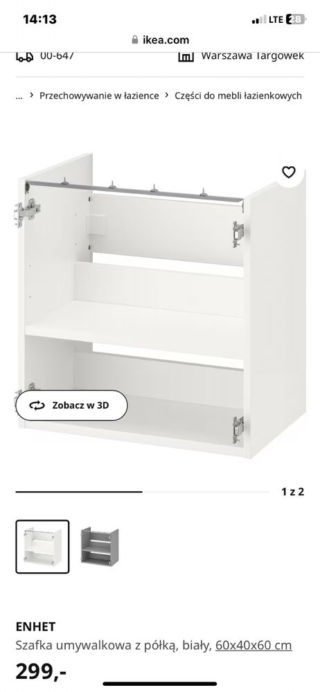 Ikea szaleją łazienkowa 60x40x40 Enhet