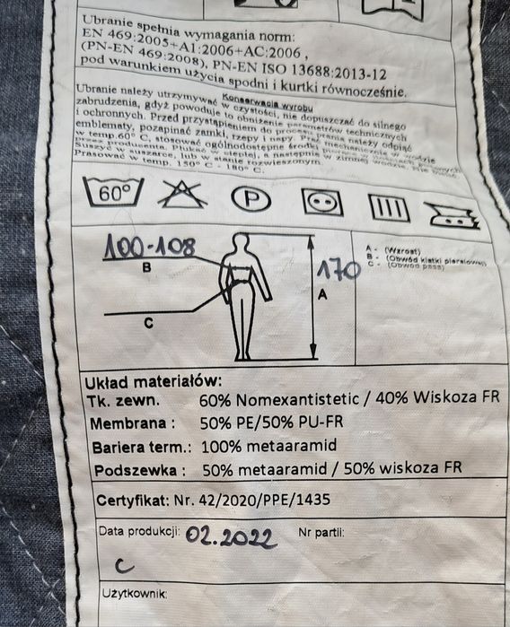Nomex ubranie specjalne straż