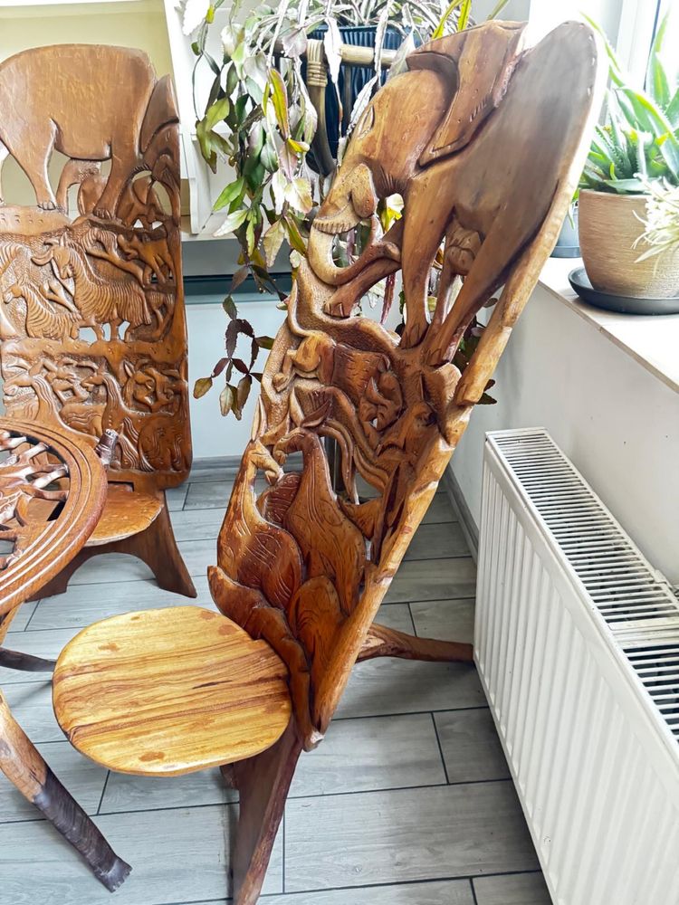 Afrykańskie krzesła i stolik hand made