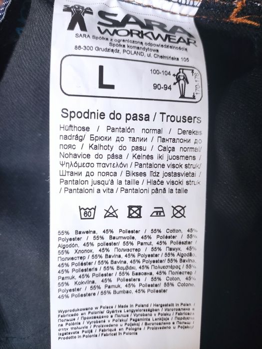 Spodnie robocze do pasa SARA WORKWEAR TEXAS rozmiar L