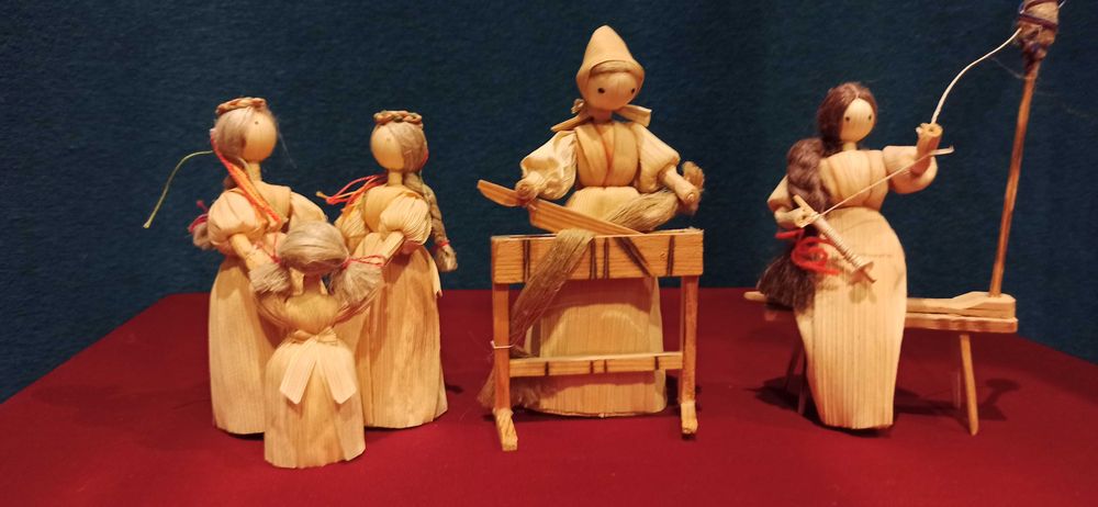 Figurki z liści kukurydzy rękodzieło komplet