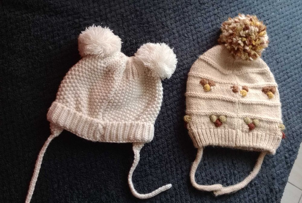Conjunto 7 Gorros, malha, forrados a algodão - Zara Kid´s, - 3-9 meses