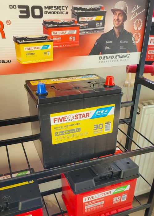 Akumulator 65Ah 620A 12V FIVE STAR EFB Stary-Stop JAPAN Nowy Gwarancja