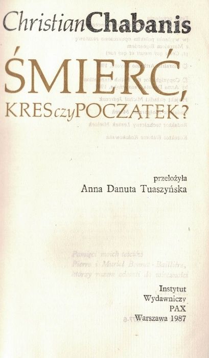 Śmierć kres czy początek ? Christian Chabanis