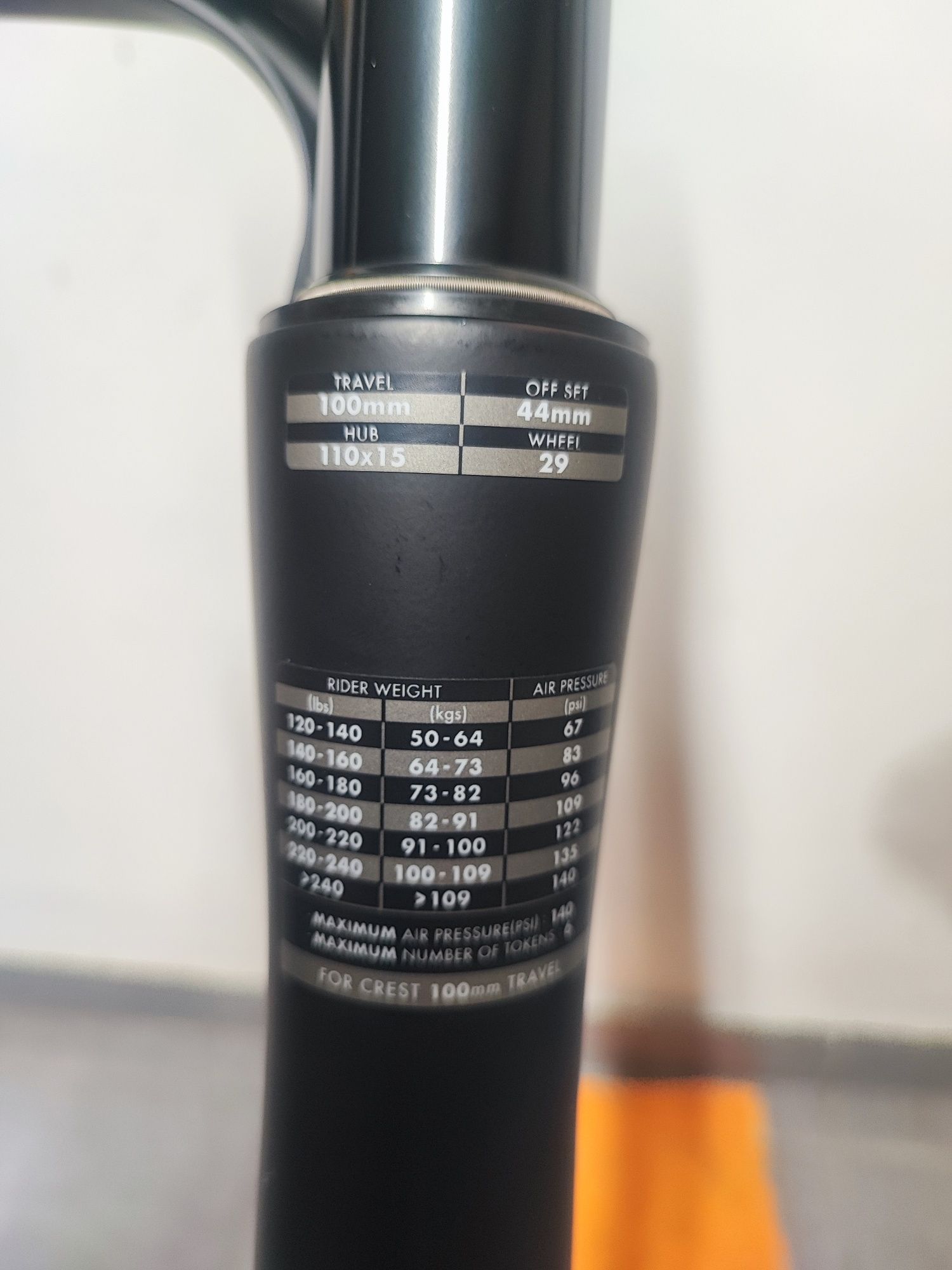 Amortyzator rowerowy Giant Crest 34 100 mm