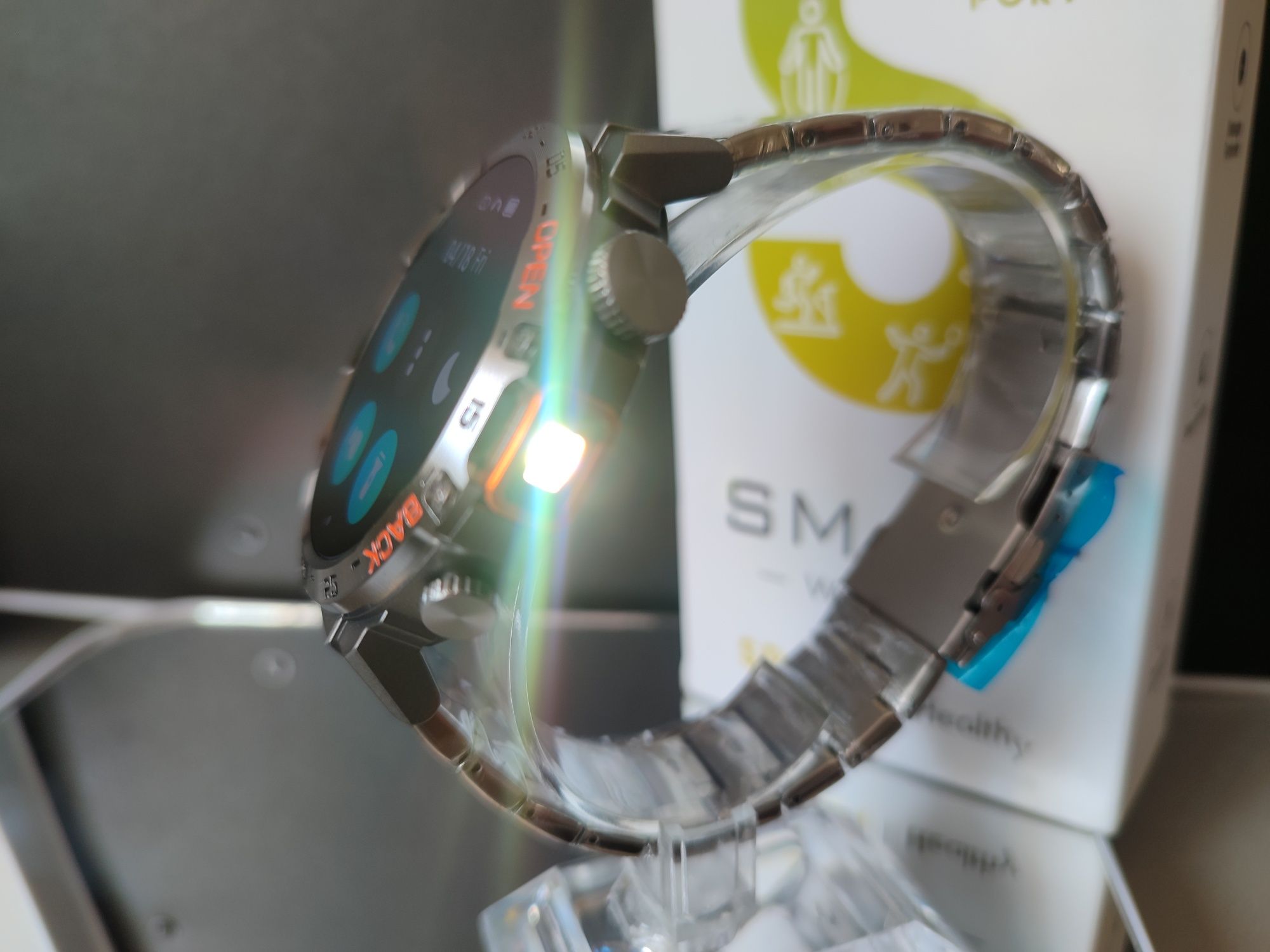 Nowy męski Smartwatch zegarek bluetooth branzoletka srebrny
