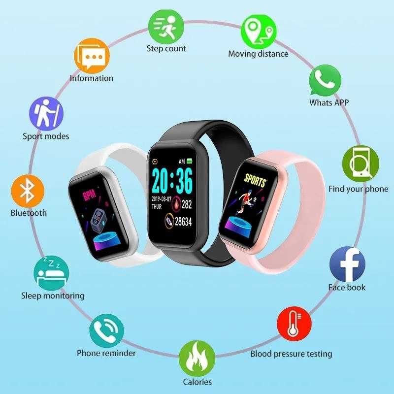 Смарт-годинник Smart Watch D20 (Y68) пульсометр, тонометр