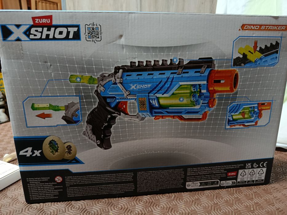 Pistola Lançadora X-SHOT Dino Striker (ZURU) - NOVO - 16 Dardos