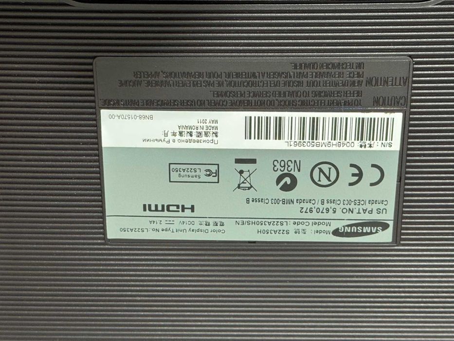 Samsung S22A350H 54.6 cm (21.5") 1920 x 1080 pixels Full HD Black