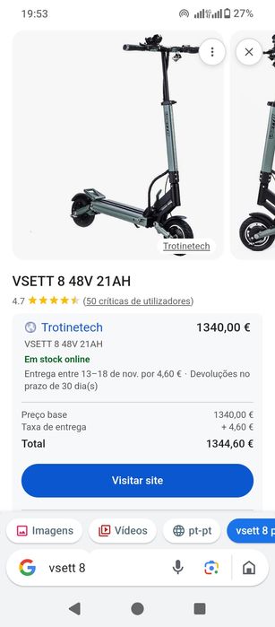 Vsett8 trotinete aceito de trocas