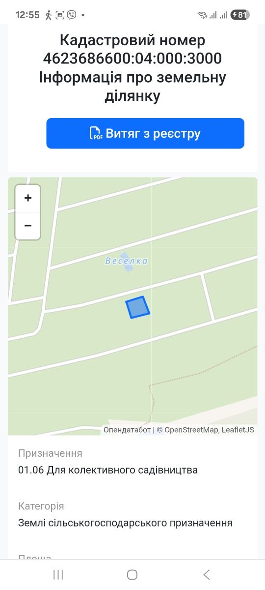 Продаж даної ділянки с. Солонка