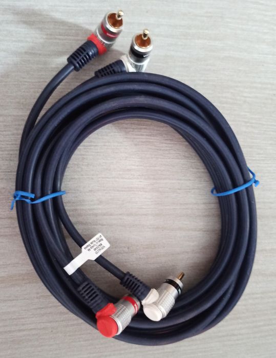KABEL 2XRCA 3m wtyczki kątowe