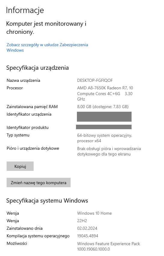 Komputer MSI / AMD / 8GB / SSD / WIN 10 / OFFICE
