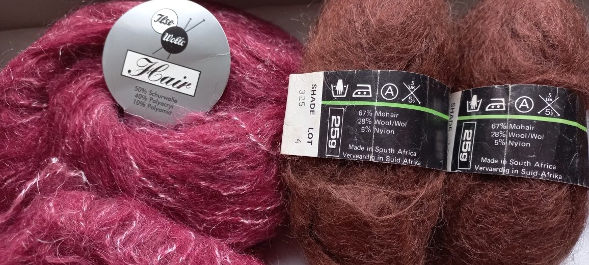 Moher mohair wełna włóczka zest. 6 + 10 szt