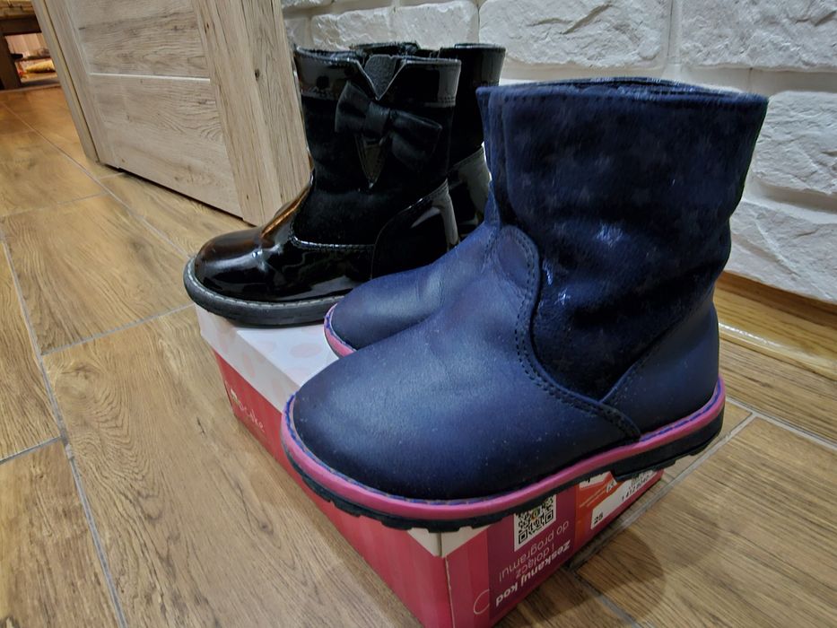 Botki dziewczęce 2 pary trzewiki zimowe 23
