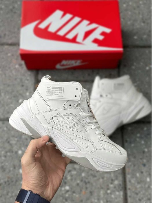 Nike M2K Tekno High Fur White женские зимние кроссовки с мехом Найк