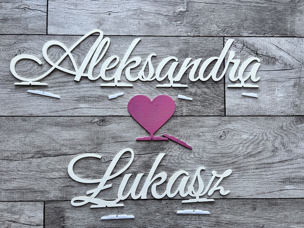 Napis ślubny na stół Aleksandra i Łukasz